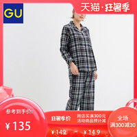 GU极优女装睡衣(格纹)2020春季新款复古休闲纯棉家居服套装321581