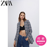 ZARA新款 女装 格子双排扣西装外套 02255154076