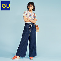 GU极优女装松紧牛仔裤(水洗产品)2020新款时尚宽松直筒纯棉324024