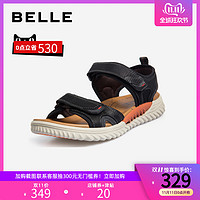 Belle/百丽沙滩鞋夏商场同款休闲男平跟皮凉鞋5RU01BL8