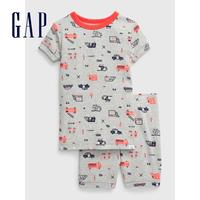 Gap男幼童纯棉短袖睡衣套装夏季538576 2020新款洋气印花家居服