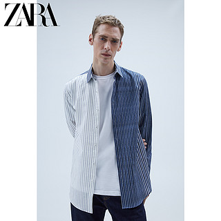 ZARA 新款 男装 撞色条纹亚麻混纺长袖衬衣衬衫 04235460400