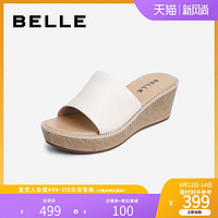 BeLLE 百丽 百丽休闲坡跟凉拖女2020夏新商场同款厚底松糕外穿拖鞋V1S1DBT0