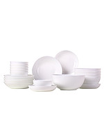 乐美雅家用餐具套装白玉玻璃耐热北欧网红ins碗盘子汤面碗20件套