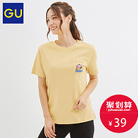 GU极优女装印花T恤(短袖)CFC时尚潮流复古纯棉上衣女百搭322517