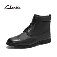 clarks其乐秋冬新款布洛克英伦短皮靴Pilott Trip潮流马丁靴男 黑色拼色261355537 42(uk8)