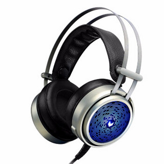 Rapoo/雷柏 VH50游戏耳机耳麦 重低音（吃鸡大耳罩发光网吧悬浮隔音） 银色