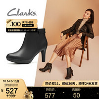 clarks其乐女鞋Adriel Mae英伦正装细高跟短靴踝靴女 黑色261444174 37