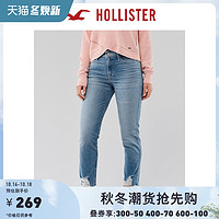 Hollister2020年春新品复古弹力高腰九分直筒牛仔裤 女 304929-1 *2件