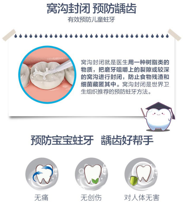 美奥口腔 儿童窝沟封闭卡防蛀牙 儿童窝沟封闭4颗 到店核销