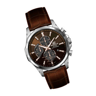 CASIO 卡西欧 CHRONOGRAPH系列 EFB-670SBL-5A 男士太阳能手表 44.9mm 棕盘 棕色皮质表带 圆形