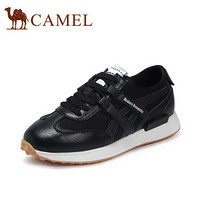 骆驼（CAMEL） 女鞋 潮美百搭撞色车缝线休闲平底阿甘鞋 A03574604 黑色 36