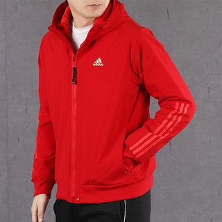 阿迪达斯 adidas官网运动外套男装秋季新款红色上衣休闲茄克宽松运动服男