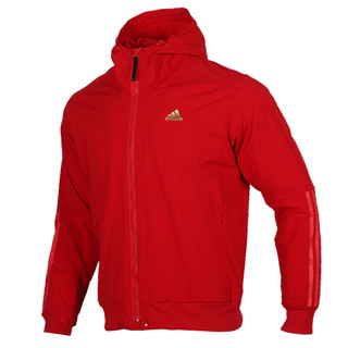 阿迪达斯 adidas官网运动外套男装秋季新款红色上衣休闲茄克宽松运动服男