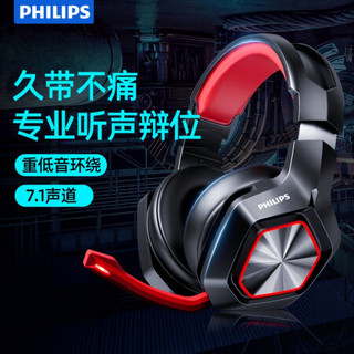 飞利浦(PHILIPS)TAG3115 头戴式耳机 7.1声道游戏耳机 有线电竞电脑耳机 带线控耳麦 黑色 USB接口