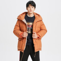 ME&CITY男装冬季新款男士时尚大贴袋收腰连帽羽绒服保暖