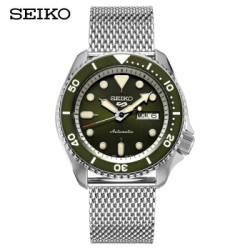 精工(SEIKO)手表 2019新盾牌5号系列100米防水自动/手动上链米兰带优雅贝壳绿水鬼运动机械男表 SRPD75K1
