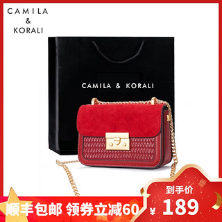 CAMILA&KORALI旗舰店新款秋冬洋气编织格纹2020小ck绒面单肩斜挎女包包网红结婚包潮