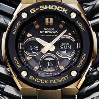 CASIO 卡西欧 G-STEEL系列 GST-S300G-1A9 男士电子手表 49.3mm 黑盘 黑色树脂带 圆形