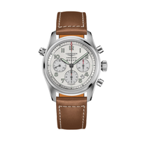 LONGINES 浪琴 先行者系列 L38204732 男士机械手表 42mm 银盘 棕色皮革表带 圆形