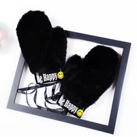 画极（HUAJI）手套女冬季 黑色 PU皮绒质手套