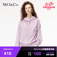 双十一预售MOCO2020春季新品logo章仔抽绳连帽卫衣摩安珂