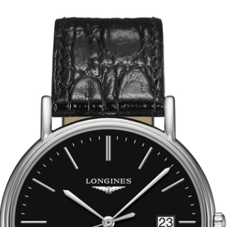 LONGINES 浪琴 瑰丽系列 L4.922.4.52.2 男士机械手表 40mm 黑盘 黑色皮革带 圆形