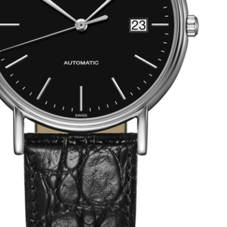 LONGINES 浪琴 瑰丽系列 L4.922.4.52.2 男士机械手表 40mm 黑盘 黑色皮革带 圆形