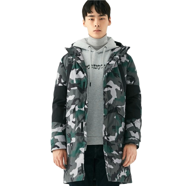 gxgga111554g636迷彩长款保暖羽绒服