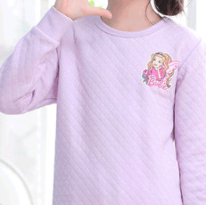 Barbie 芭比 女童三层保暖夹棉居家套装 CB9803ZS 紫色 140cm