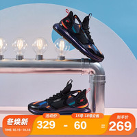 QIAODAN 乔丹 男鞋运动鞋全掌气垫复古休闲鞋机能跑步鞋男 XM35200202 黑色/虚拟红 42
