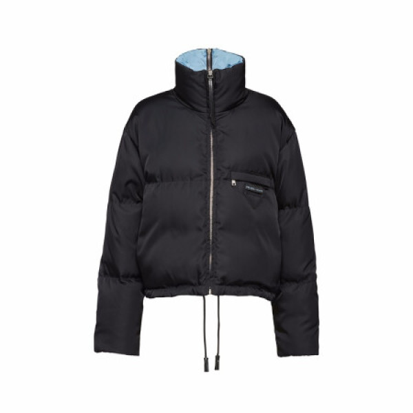 商品普拉达prada 女士黑色re-nylon 再生尼龙华达呢羽绒外套 29b407