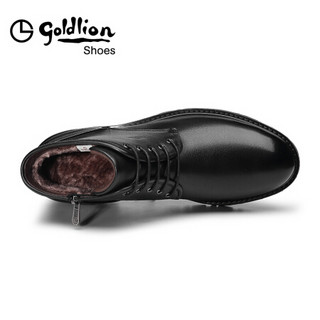 金利来（goldlion）男鞋都市正装休闲鞋英伦时尚舒适保暖靴子57184012101B-黑色-38码