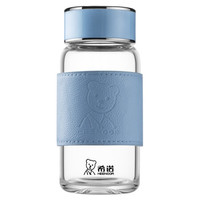 希诺（HEENOOR）单层玻璃杯子加厚泡茶杯便携车载时尚女士巧可爱水杯XN-6077蓝色 240ml