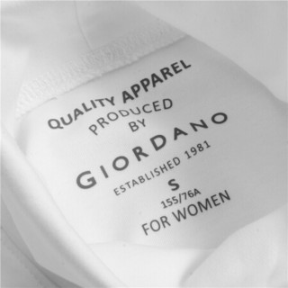 GIORDANO 佐丹奴 女士樽领长袖T恤 05320787 16 皎白 中码