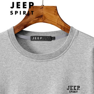 吉普 JEEP 男士2020秋季时尚圆领长袖卫衣潮流休闲男装T恤衫 WY1848888 灰色（薄款） 3XL