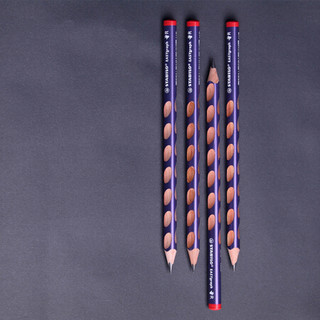 STABILO 思笔乐 握笔乐CN322/06-HB 小学生文具右手6支装限量版金属紫色粗洞洞铅笔（送笔帽橡皮卷笔刀）