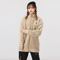 PUMA彪马卡其色羊羔绒外套女装秋冬新款中长款保暖运动夹克530293