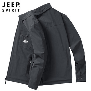 吉普JEEP 夹克男2020春秋中青年翻领外衣休闲外套上衣 XY0188 军灰色 2XL