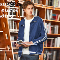 佐丹奴(Giordano) 风衣 佐丹奴(Giordano)男装 撞色边插肩袖连帽运动风衣01070099 66海军蓝 中码