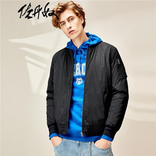 佐丹奴（Giordano） 夹克 佐丹奴（Giordano）男装 棒球领棉衣飞行员夹克01070740 09标志黑 中码