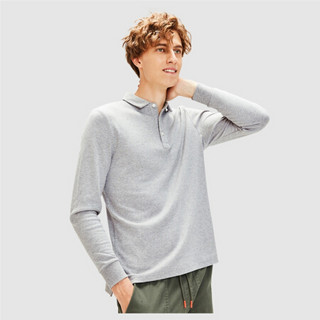 佐丹奴（Giordano） POLO衫 佐丹奴（Giordano）男装 Polo厚实纯色棉质长袖POLO01010779 03中花灰 中码