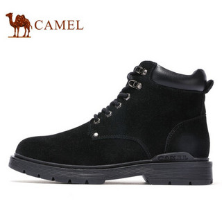 骆驼（CAMEL） 工装靴男高帮复古加绒英伦马丁靴 A942396544 黑色 42