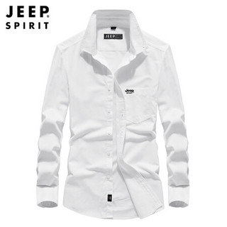 吉普 JEEP男士衬衫男款棉2020年春季长袖衬衣商务外穿上衣男士 RMSH0010 灰色 XL