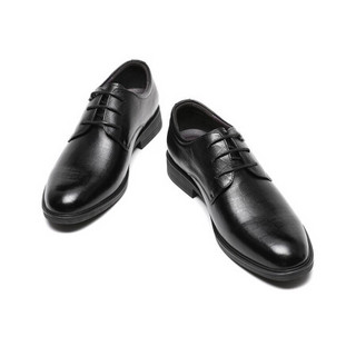 红蜻蜓（REDDRAGONFLY）男皮鞋商务休闲皮鞋简约舒适系带正装男皮鞋 WTA407001/02 黑色 39