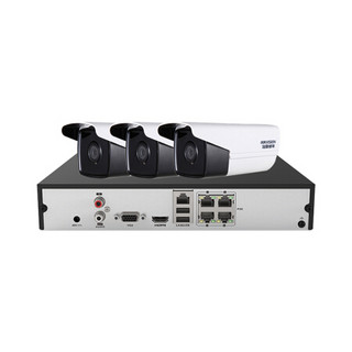 海康威视摄像头 监控设备套装 3路带6T硬盘网线供电 400万星光级套装双灯 50米红外夜视手机监控 3T46WD-I5