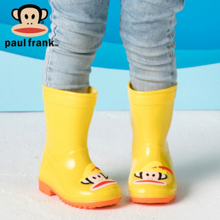 大嘴猴PaulFrank雨鞋男女儿童学生时尚卡通中筒防水胶鞋小孩雨靴宝宝水鞋 PF1011K 黄色 34