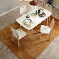 全友家居 餐桌现代餐桌椅组合可伸缩小户型餐桌钢化玻璃台面餐桌椅组合120775  餐桌+餐椅*4