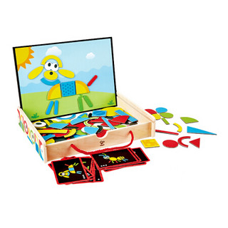 德国(Hape)双面百变磁力魔盒手提箱玩具stem拼图91片磁性贴手工制作3-6岁男女小孩儿童礼物E1631