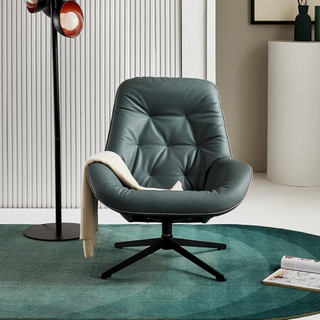 全友家居 休闲椅 意式极简单人沙发椅 可旋转人体工学靠背设计办公椅102563  布艺单椅